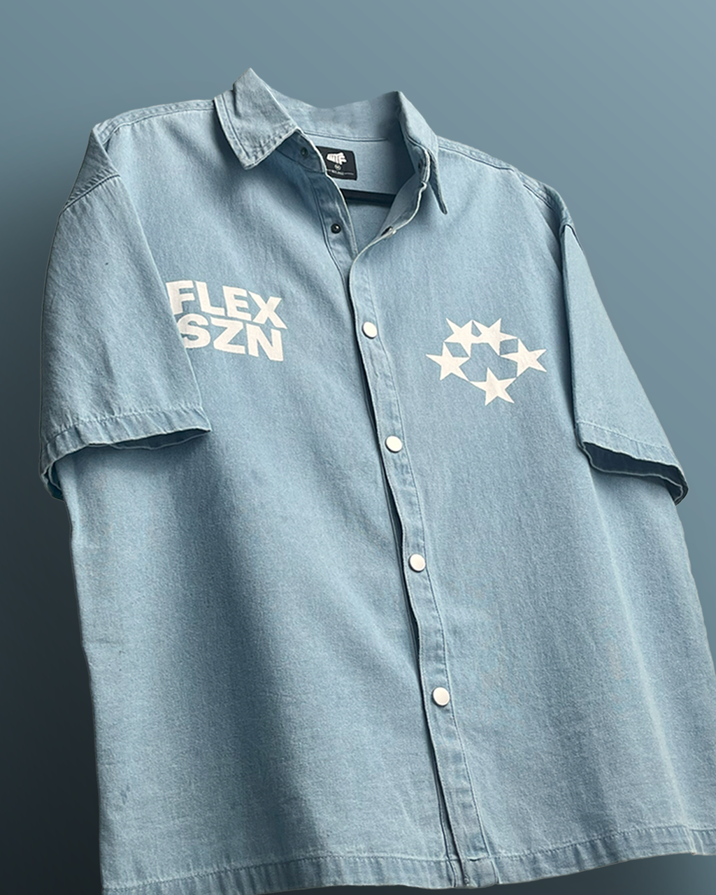 Flex Szn Blue Half Sleeve Denim Shirt