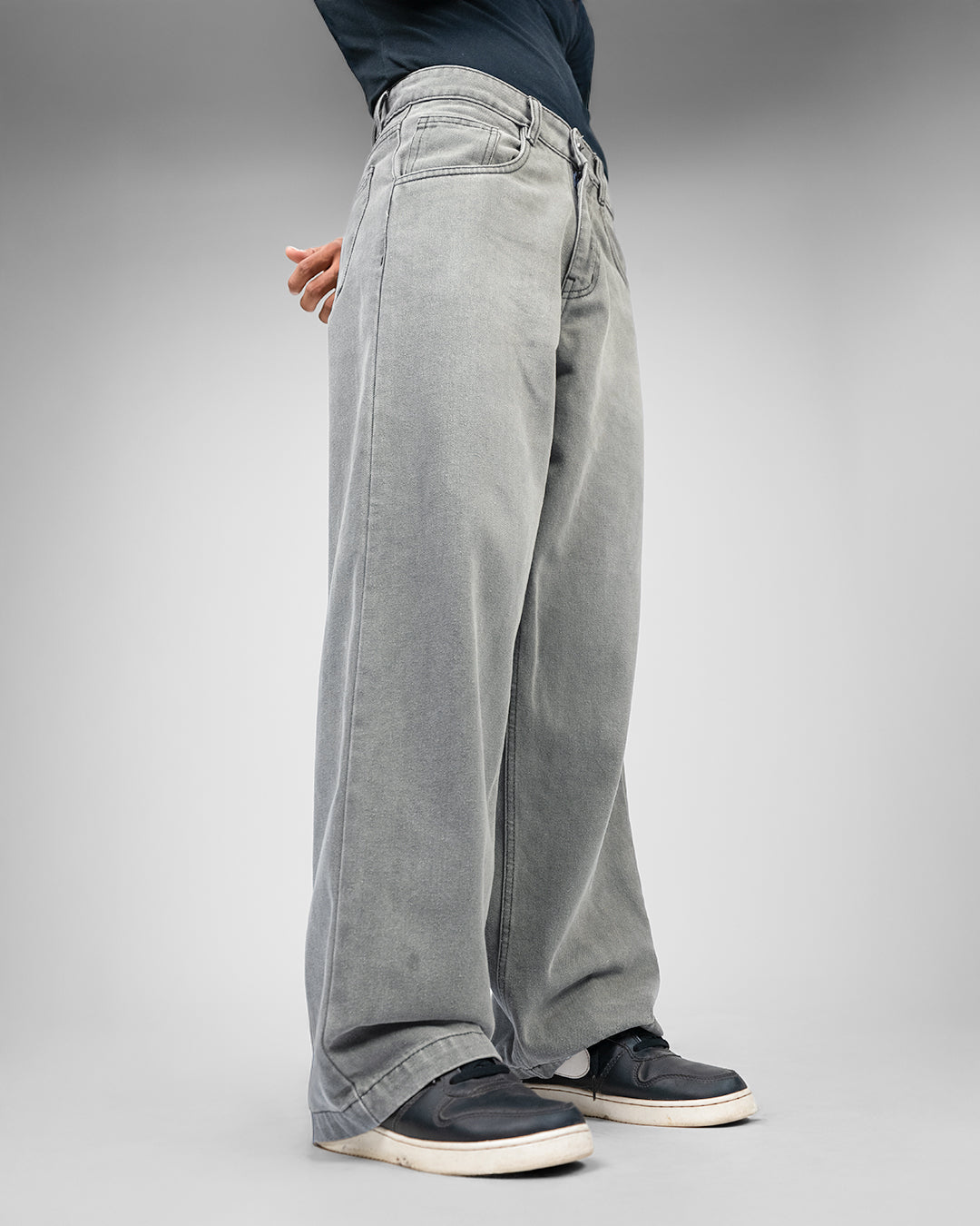 Ash Grey Baggy Denim Jeans