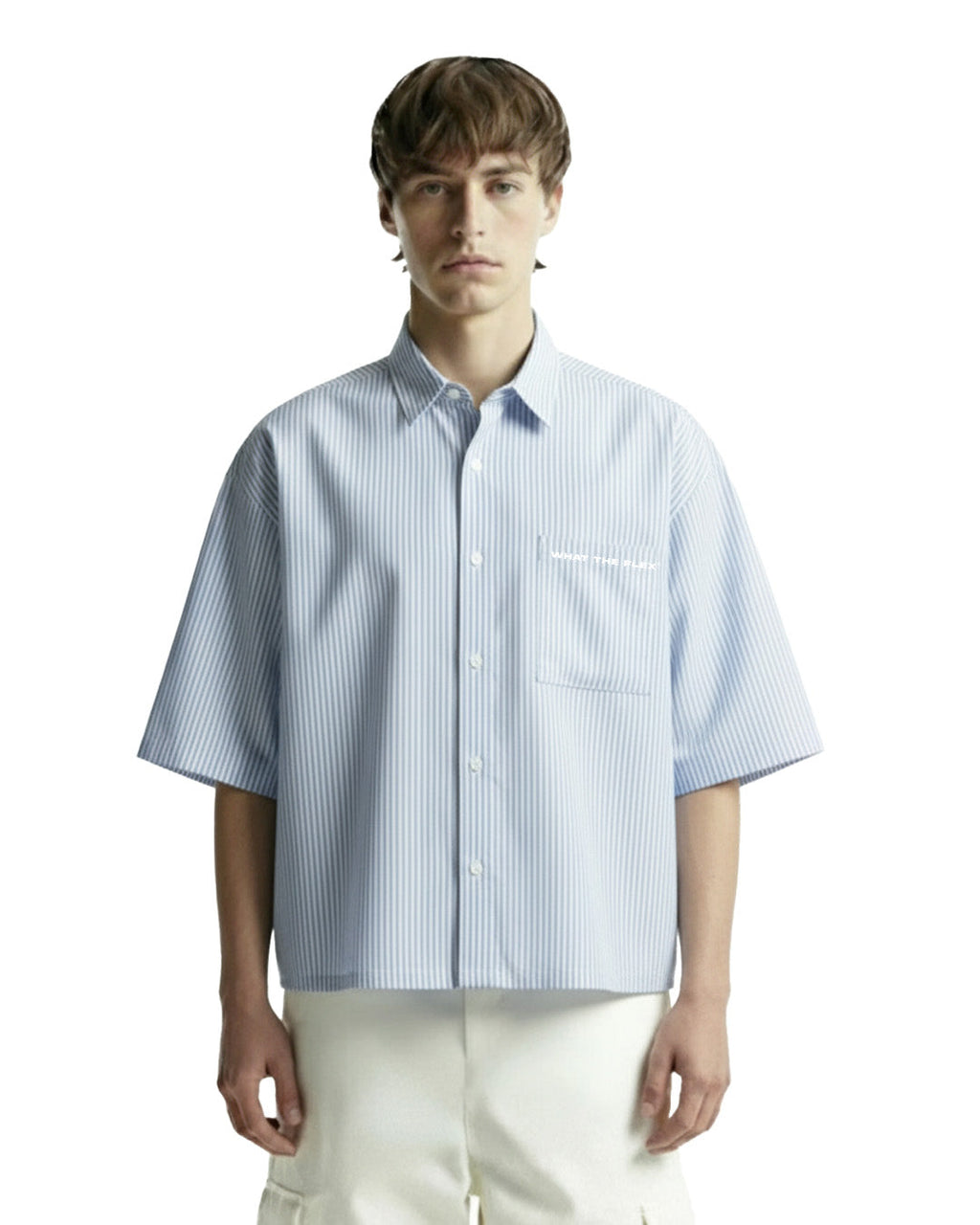 Big Plans Blue and White Half Sleeves Striped Shirt