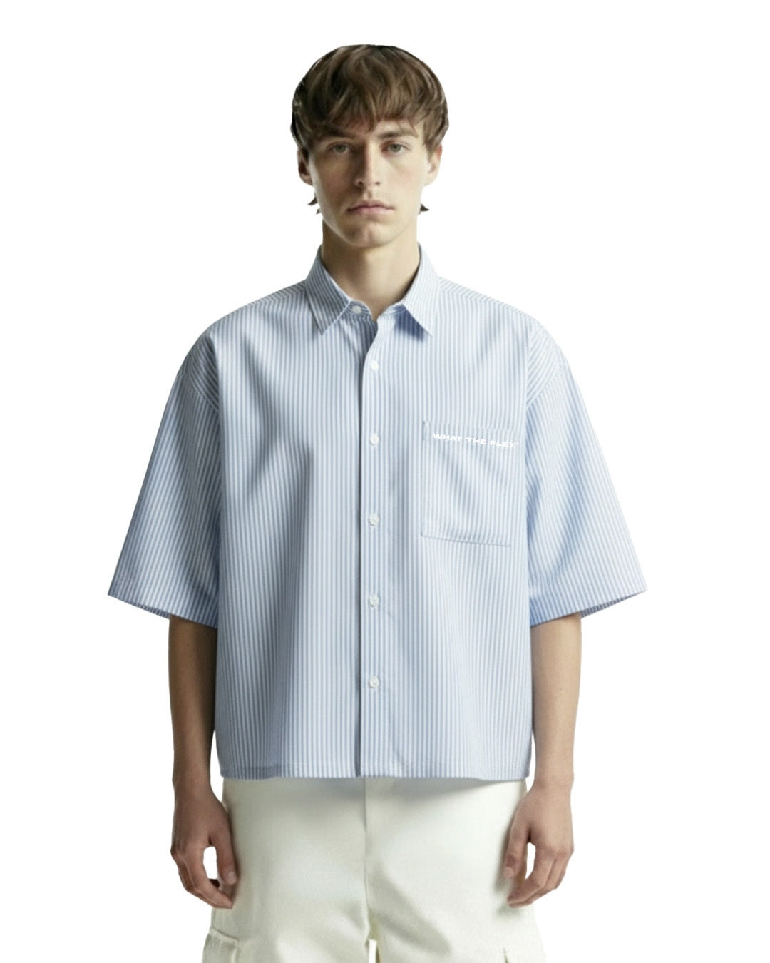 Big Plans Blue and White Half Sleeves Striped Shirt