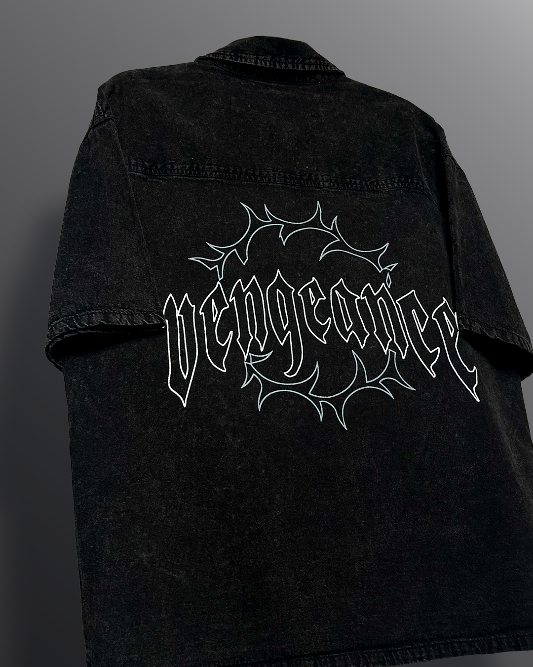 Vengeance Black Half Sleeve Denim Shirt