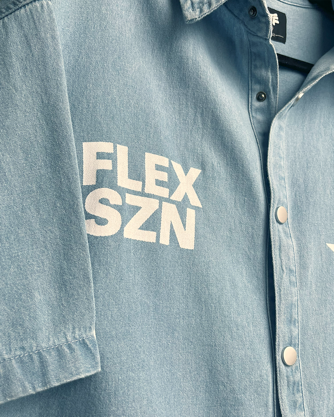 Flex Szn Blue Half Sleeve Denim Shirt