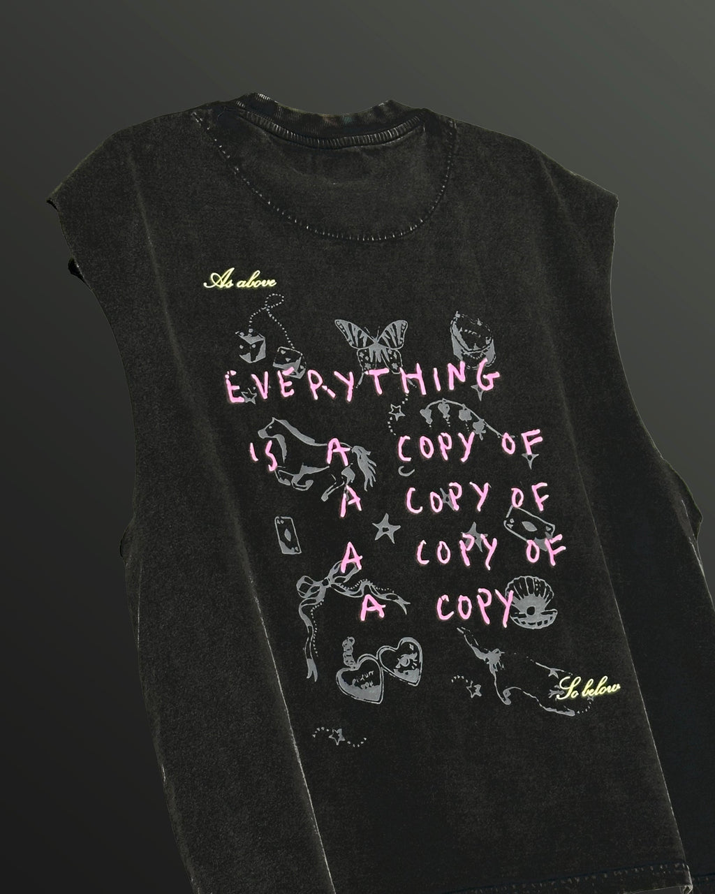 Everything Black Acid Wash Vest