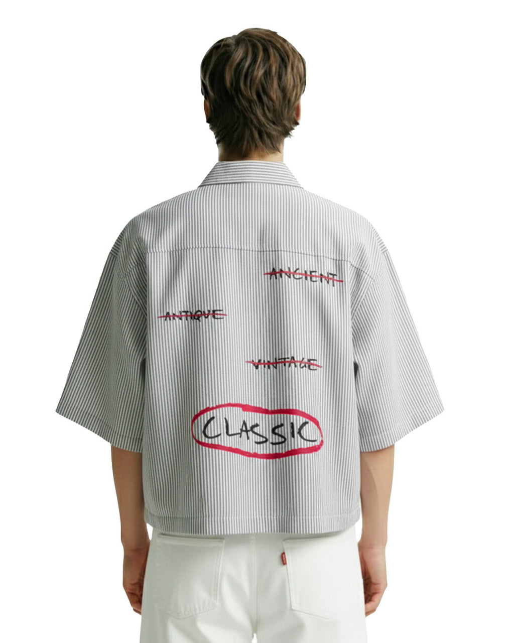 Classic Black Half Sleeves Striped Shirt