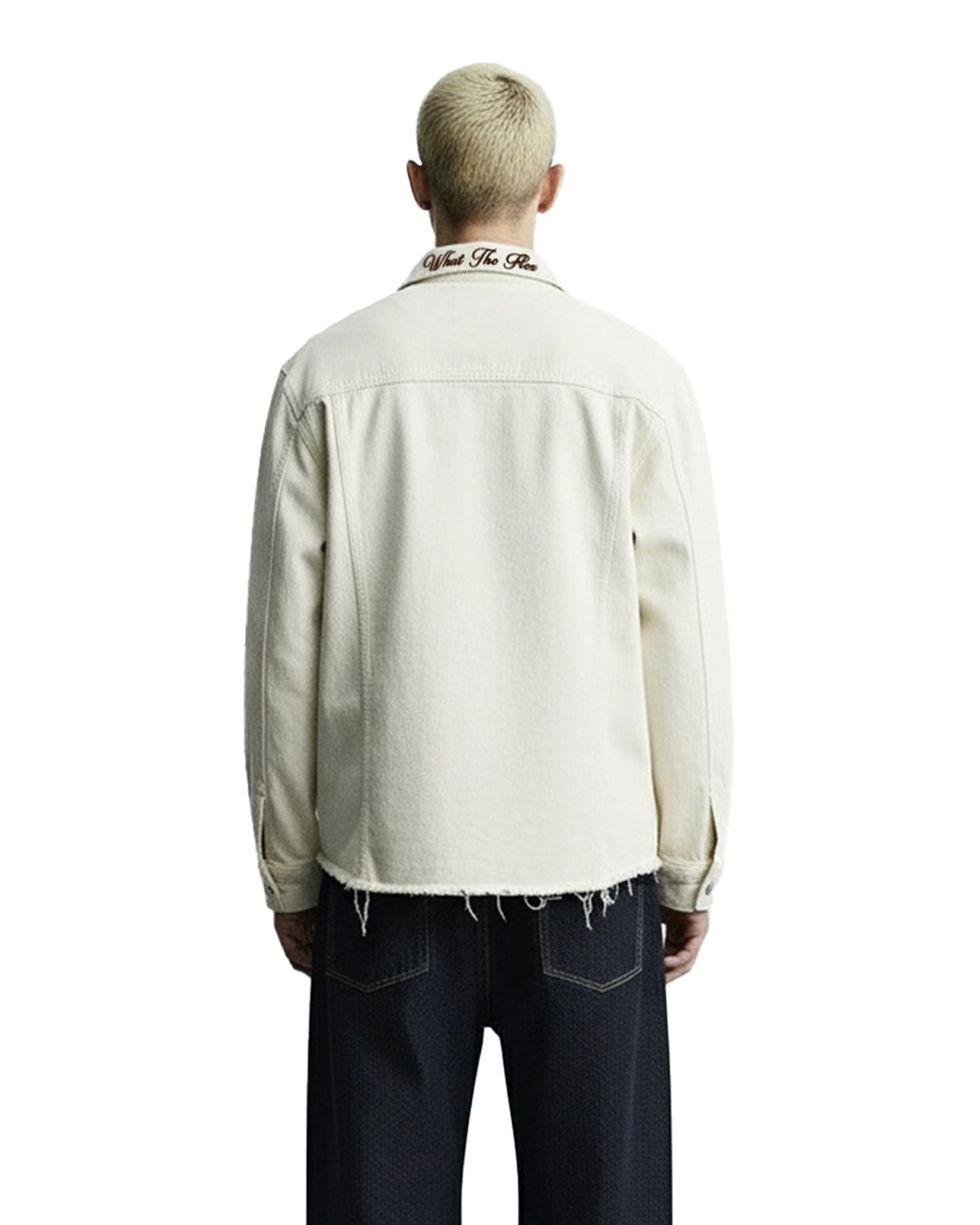 Cream Long Sleeve Stitched Denim Overshirt