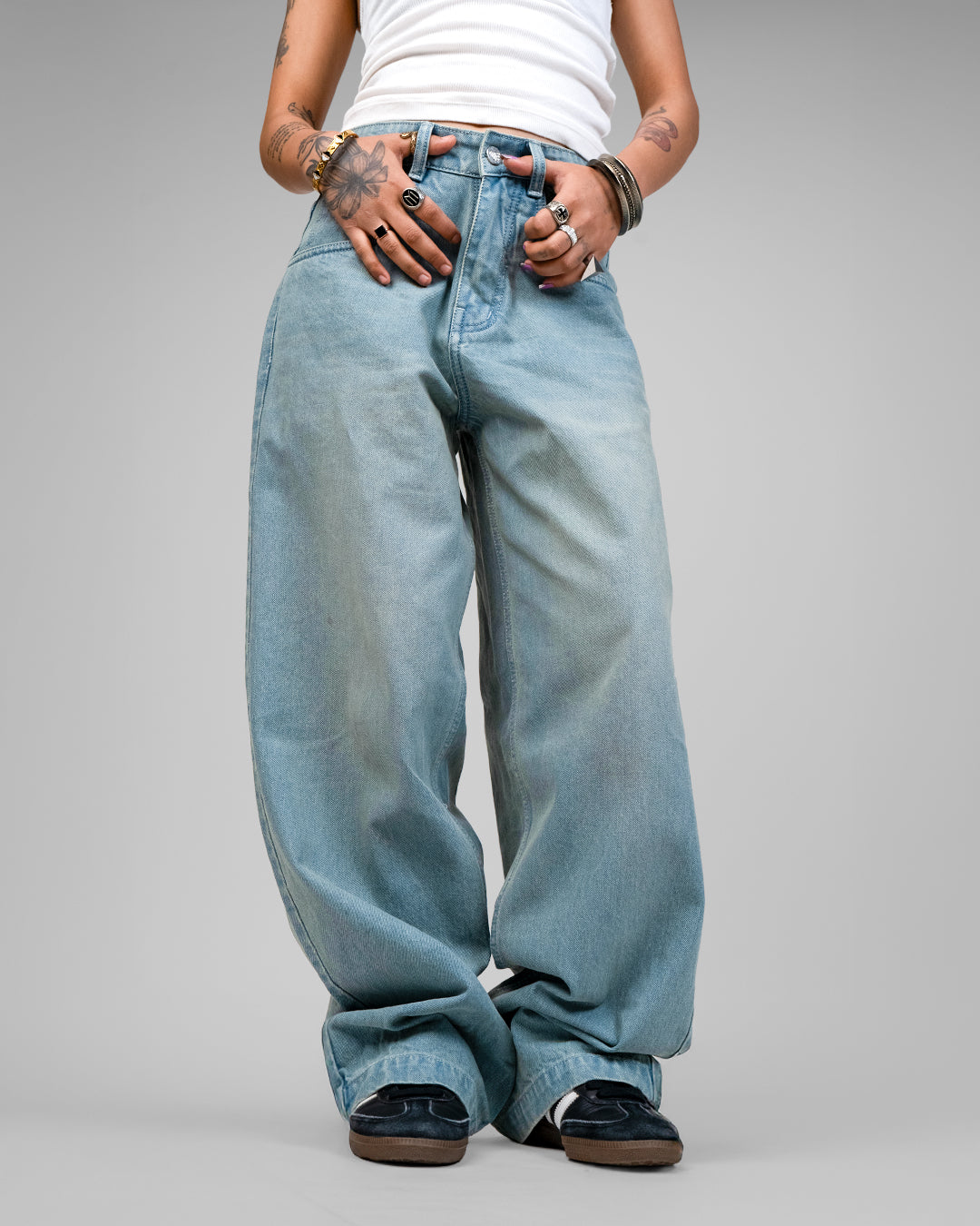 Frost Blue Baggy Denim Jeans