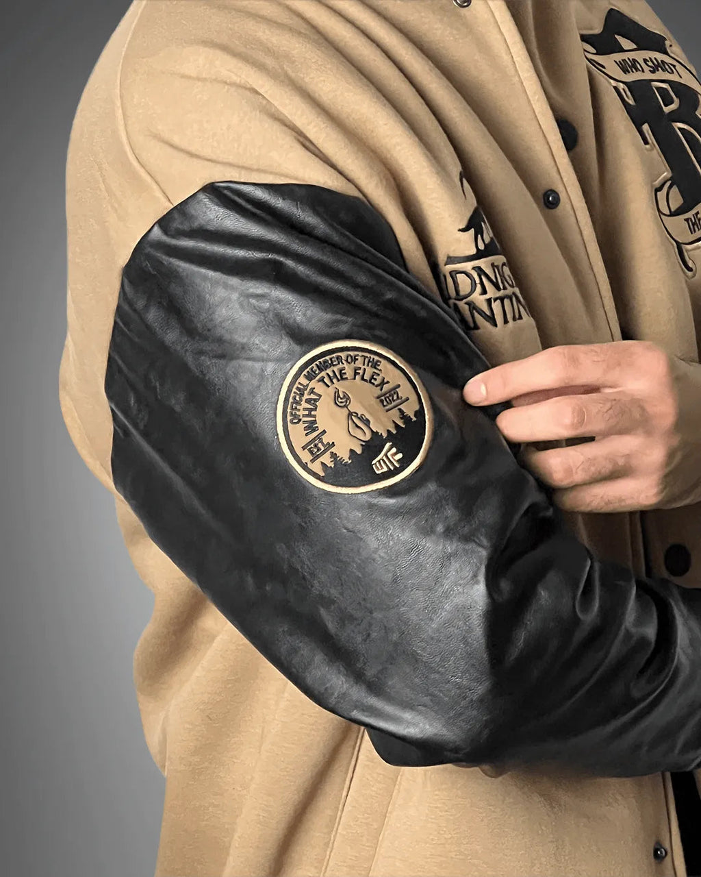 Monsters & Flowers Black and Brown Varsity Jacket