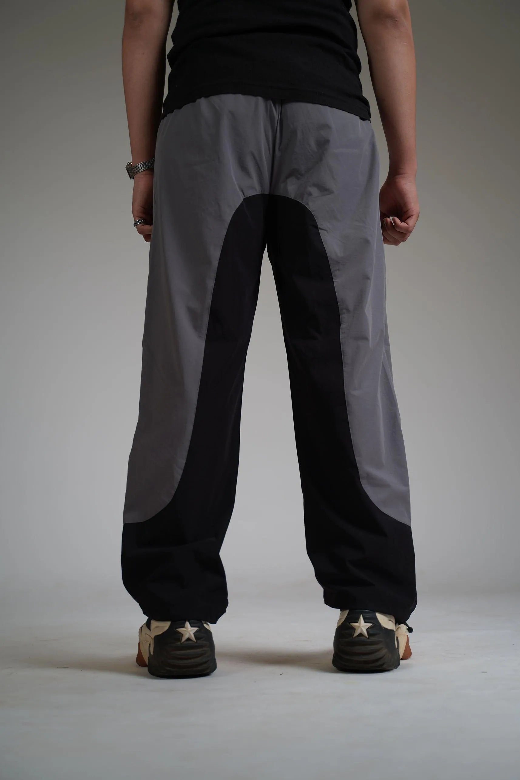 Black Panel Parachute Pants