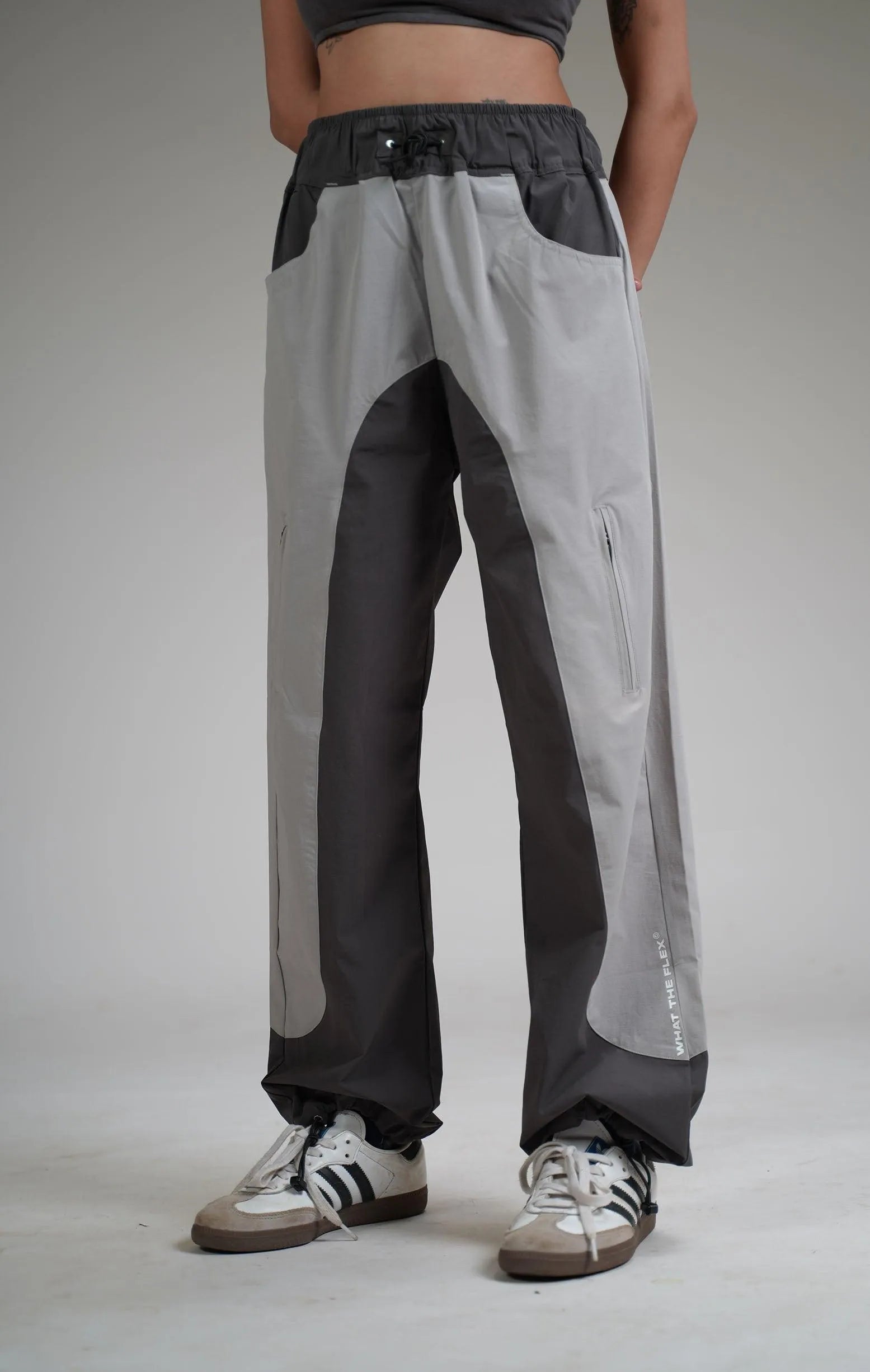 Ice Grey Panel Parachute Pants