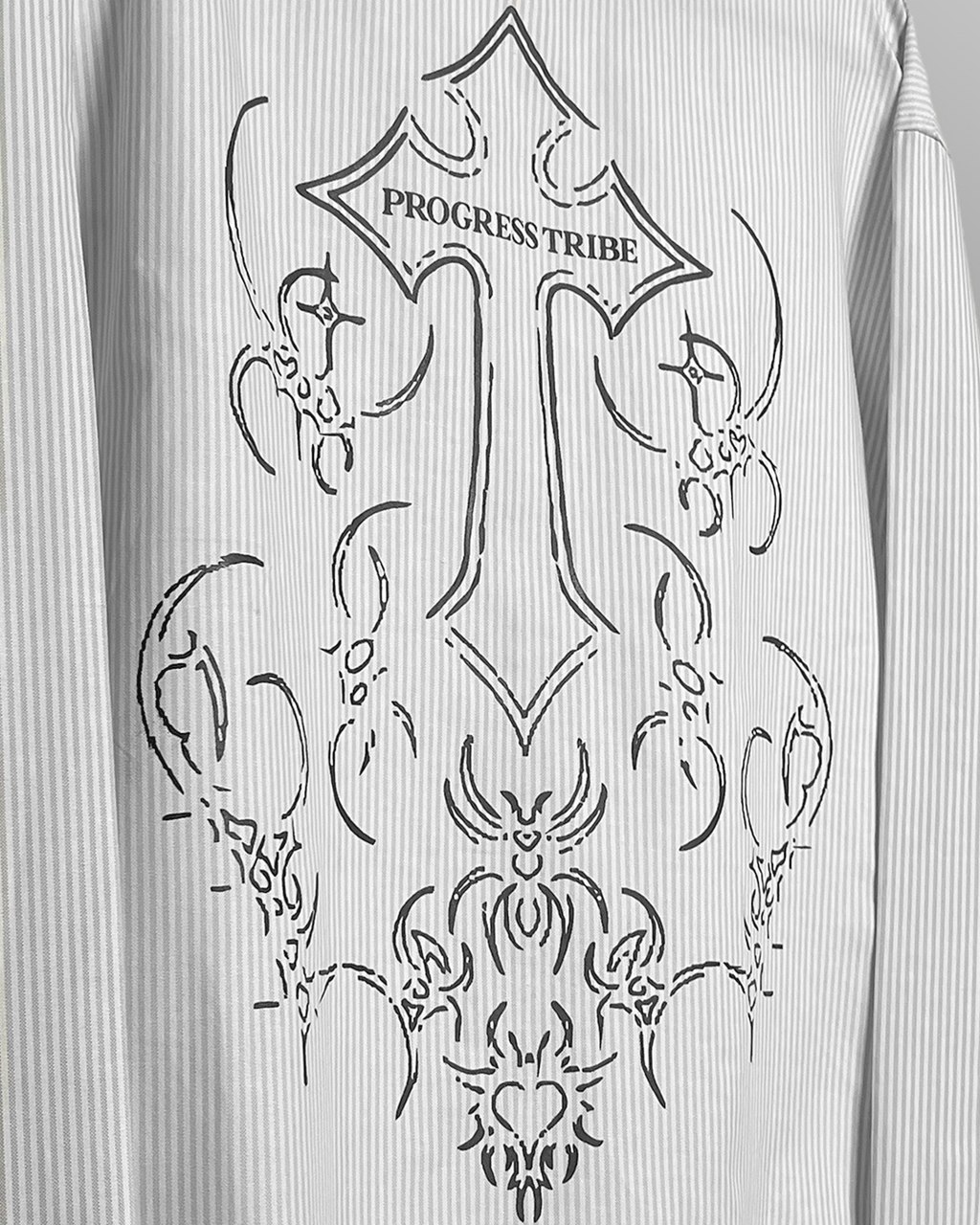 Progress Tribe Full Sleeves Blue and White Striped Shirt