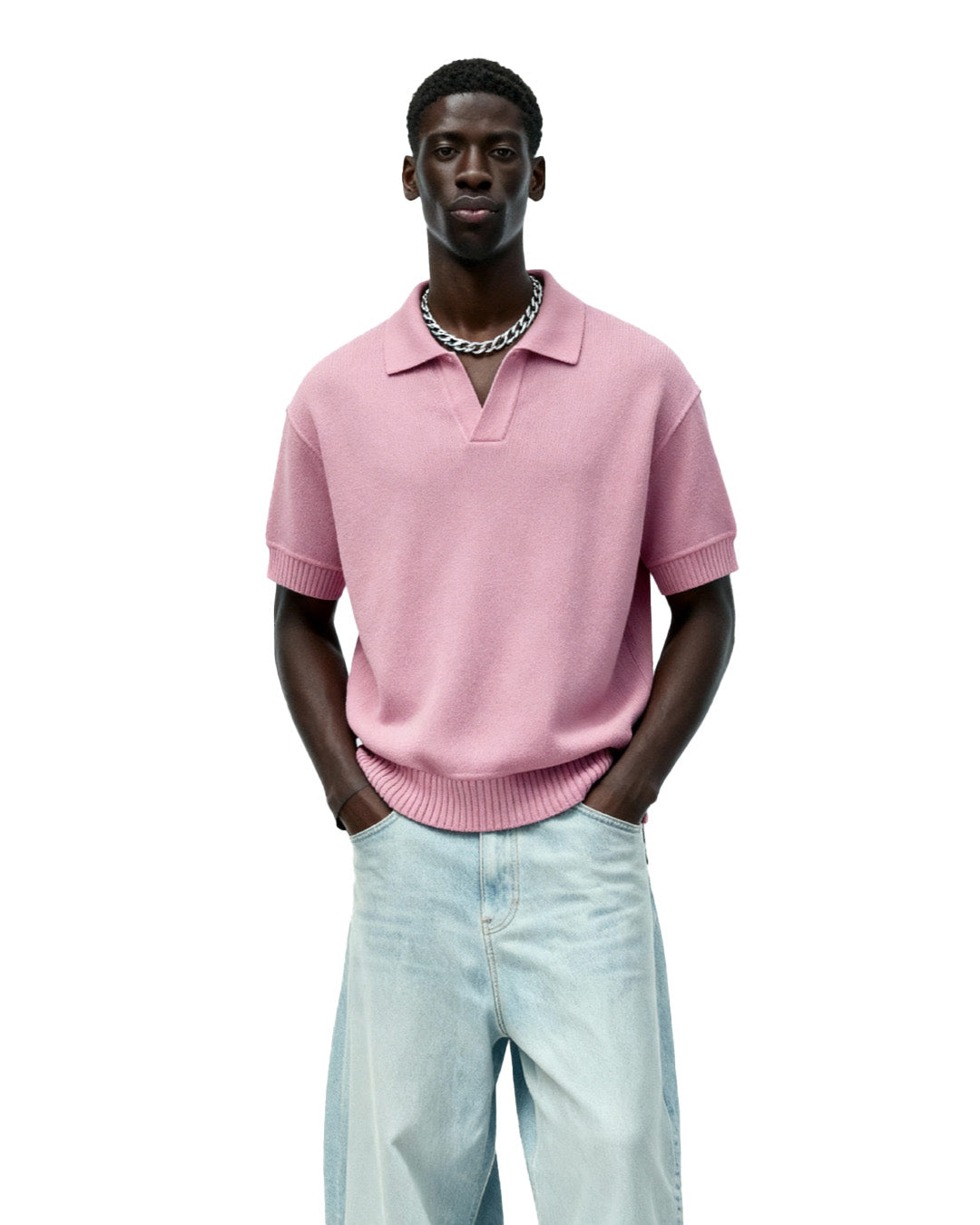 Pink Urban Knit Polo T-Shirt