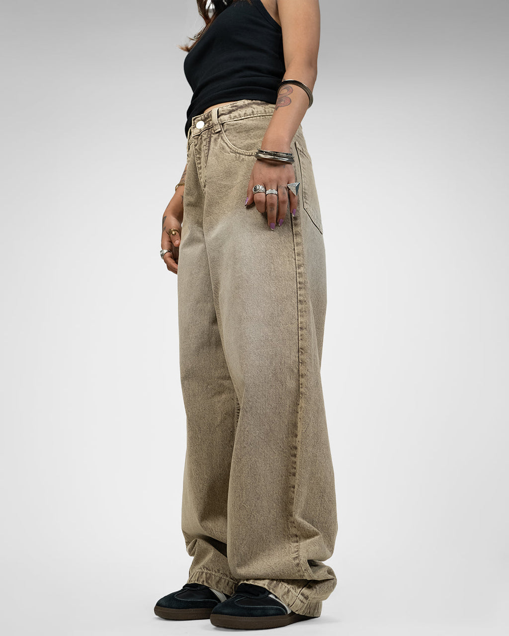 Rust Olive Baggy Denim Jeans