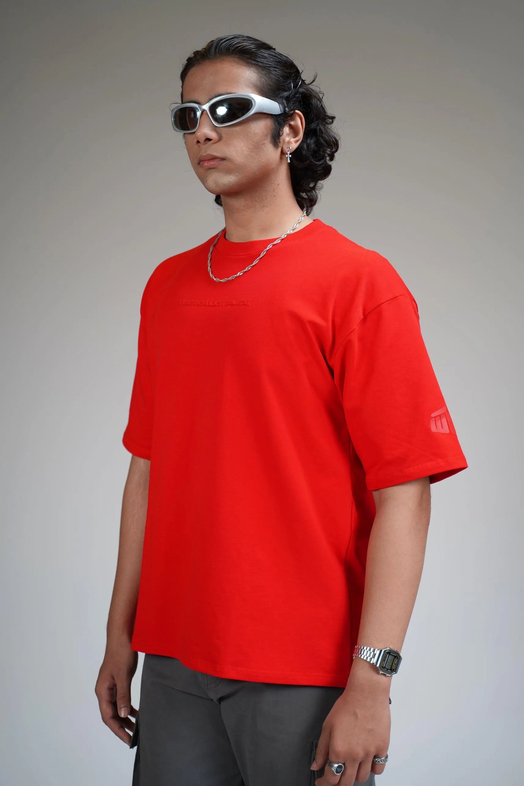 Basic Plain Red Heavyweight T-shirt