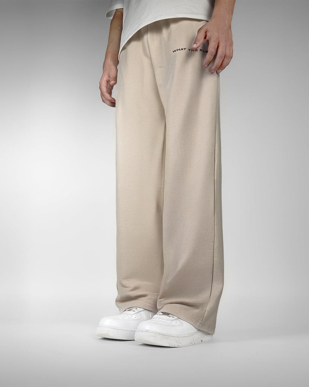 Scripted Cream Essential Cotton Pants