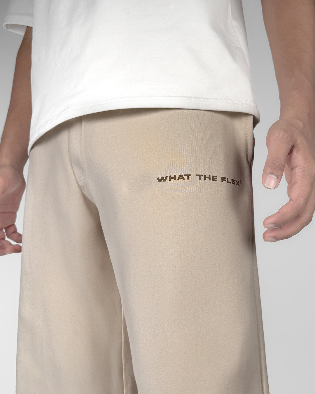 Scripted Cream Essential Cotton Pants