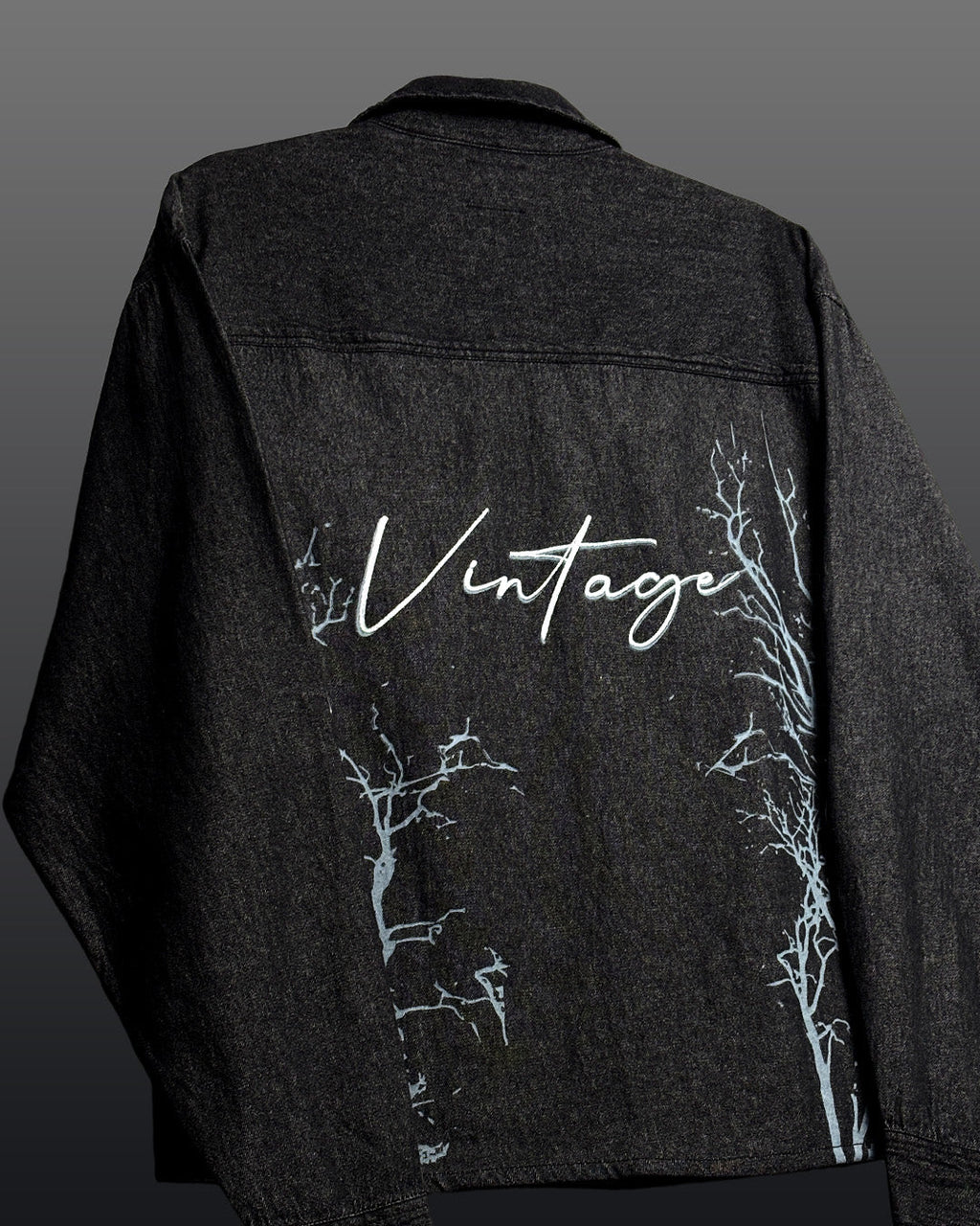 Vintage Black Long Sleeve Denim Shirt