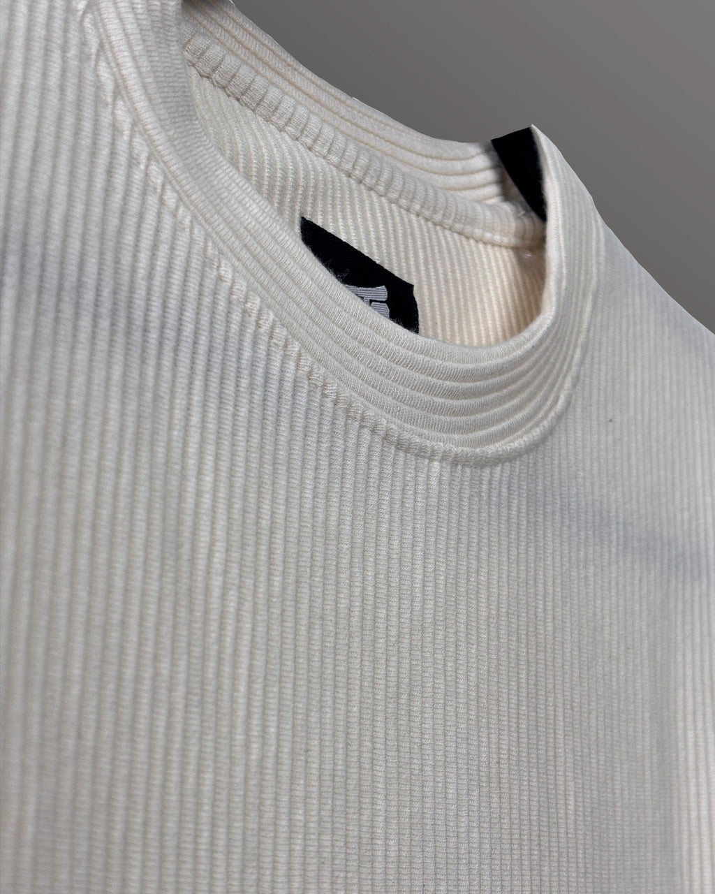 Cream Ribbed T-Shirt