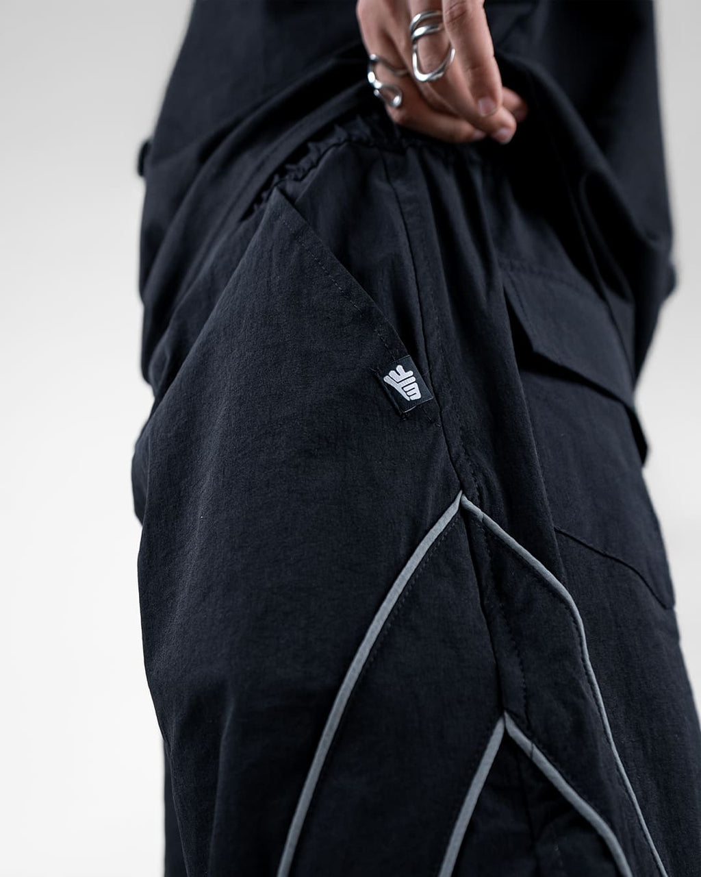 Black Edgy Parachute Pants