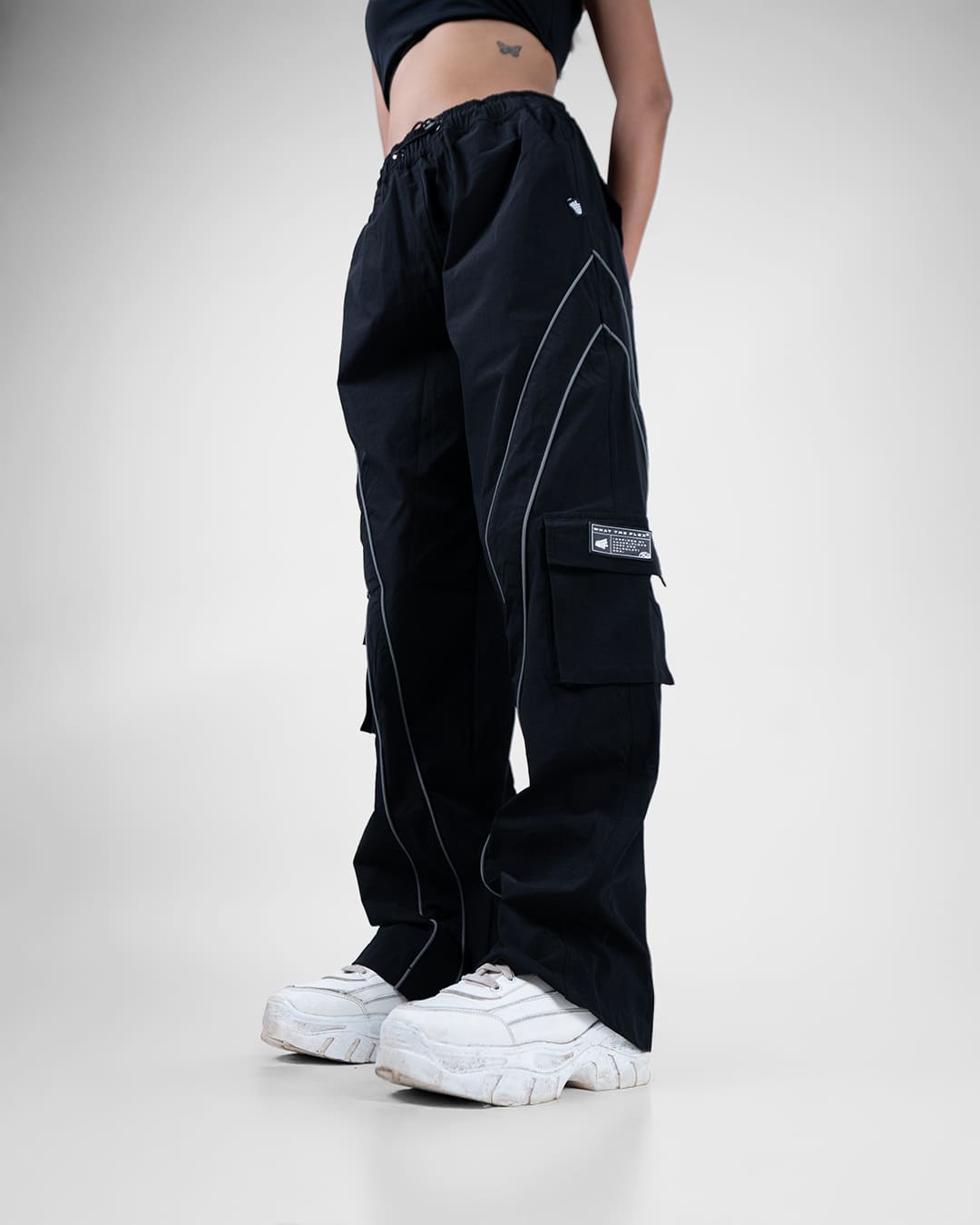 Black Edgy Parachute Pants