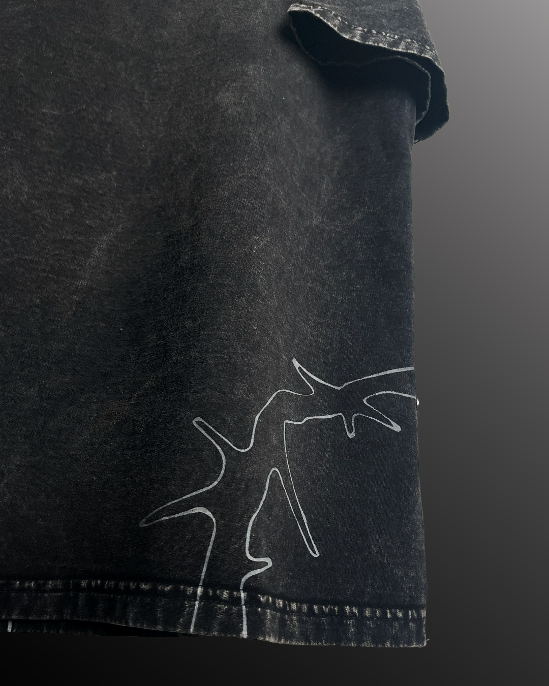 Apocalyptic Black Printed Acid Wash T-Shirt