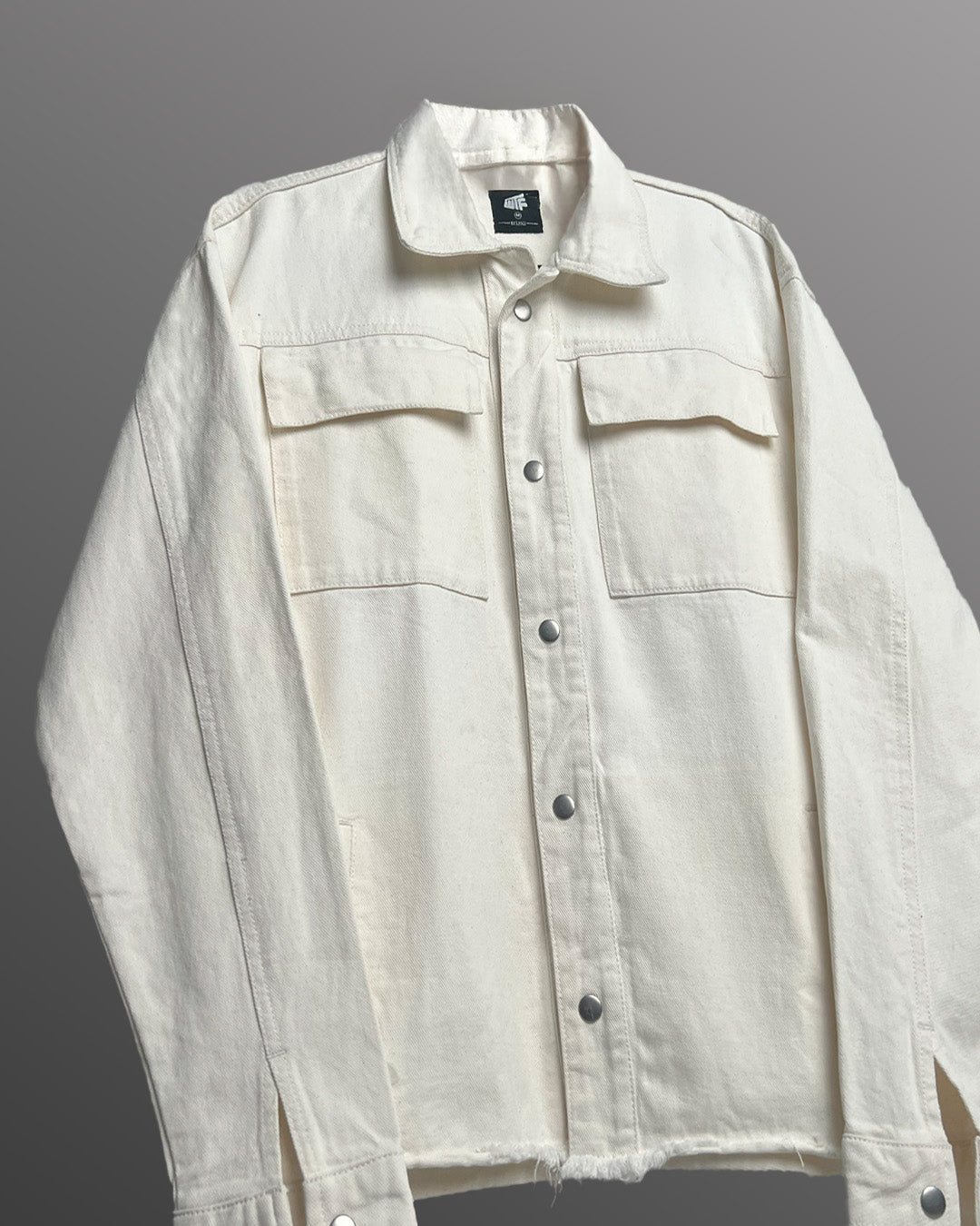 Cream Long Sleeve Stitched Denim Overshirt