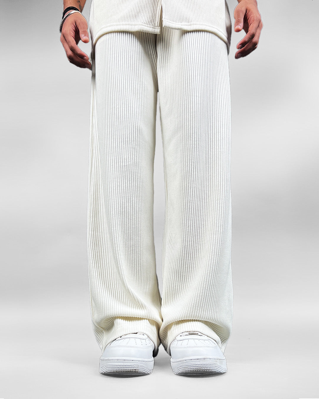 Cream Ribbed Pants