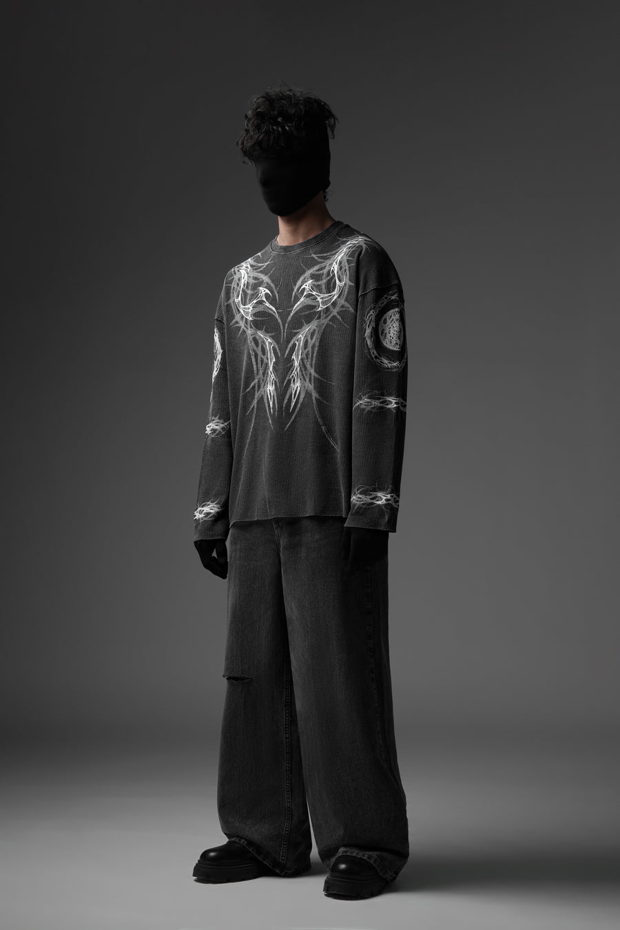 Malevolent Body - Waffle Fabric Full Sleeve T-shirt