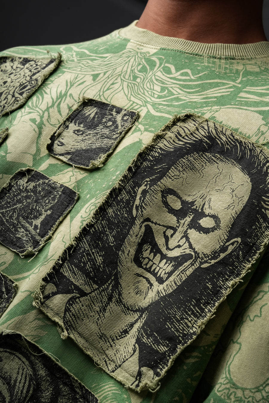 Elements Of Horror Heavy Patchworked Washed Tshirt