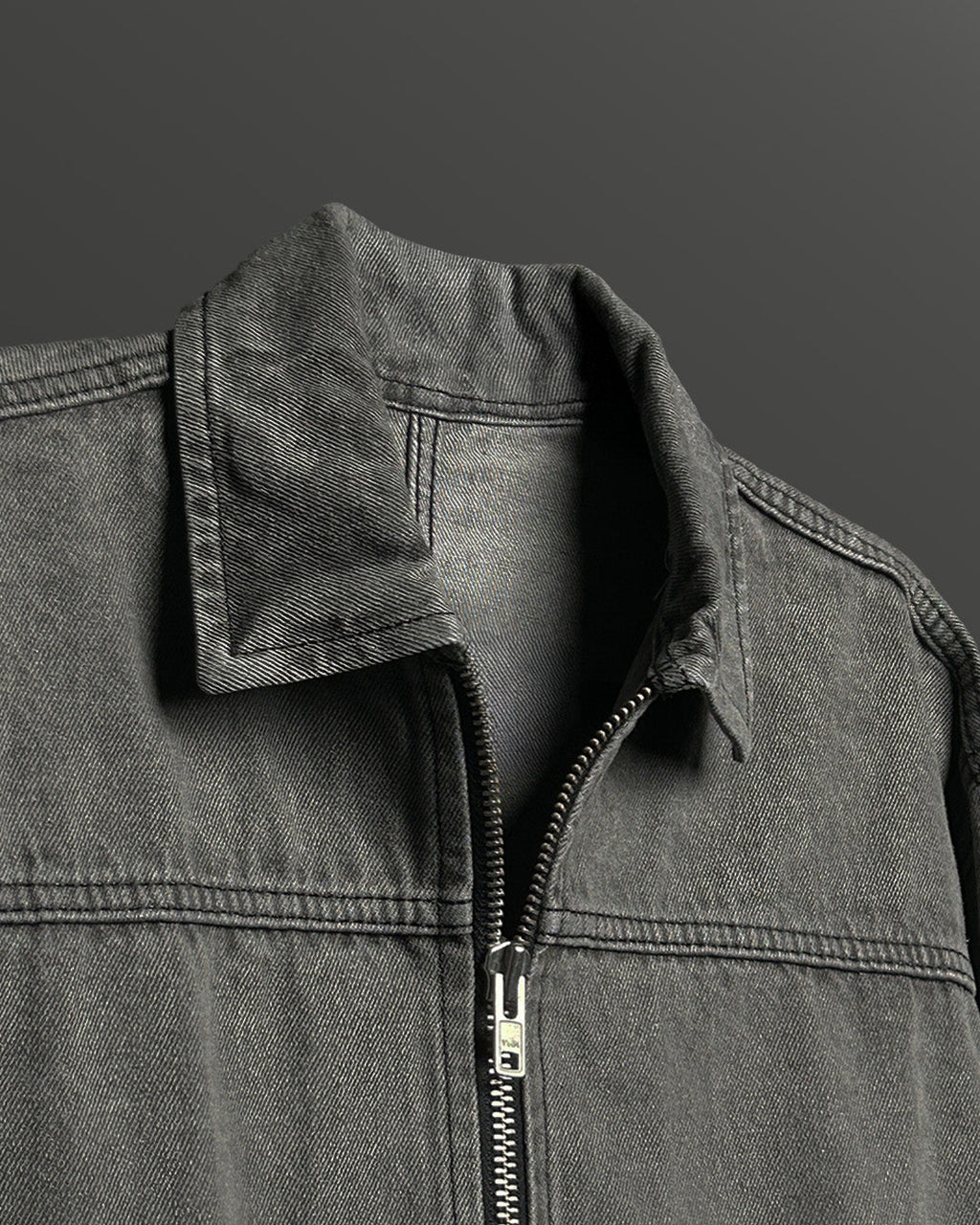 Grey Long Sleeve Stitched Denim Overshirt