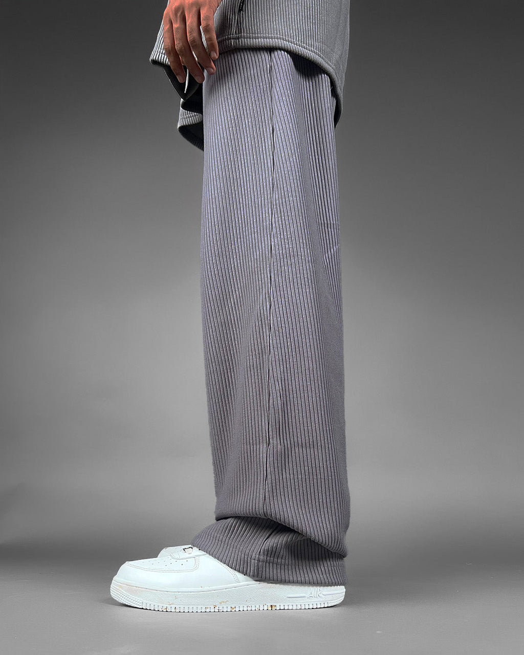 Grey Ribbed Pants