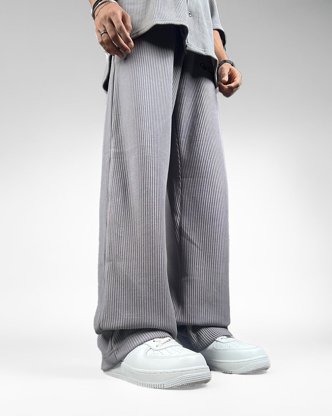 Grey Ribbed Pants
