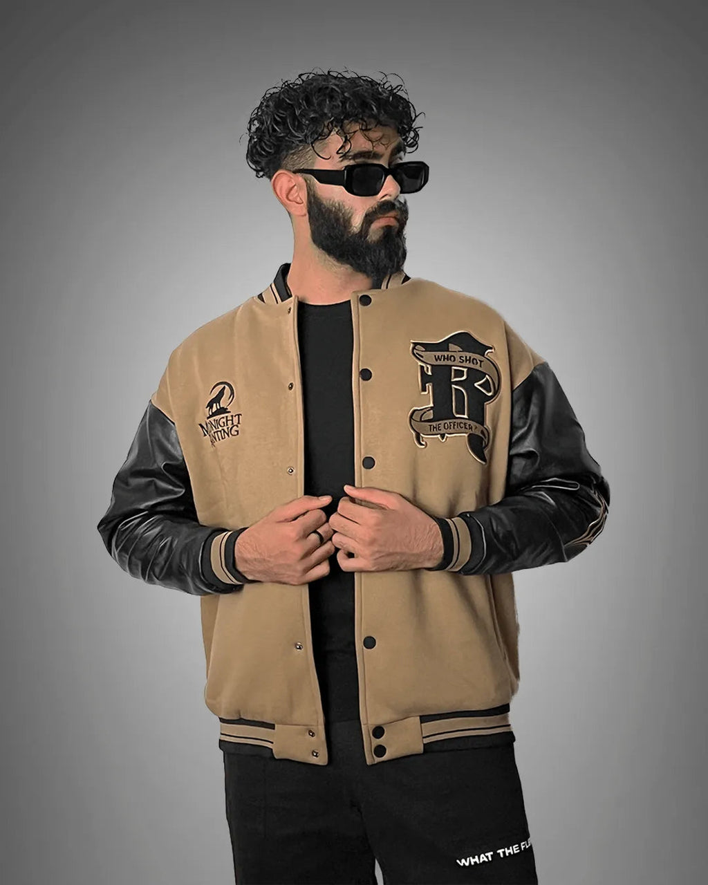 Monsters & Flowers Black and Brown Varsity Jacket